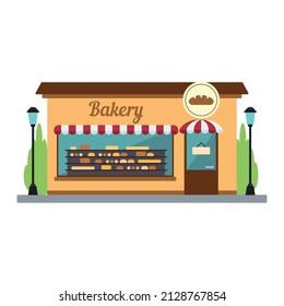Isolated front view bakery store building Vector