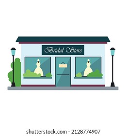 Isolated front view bridal store building Vector