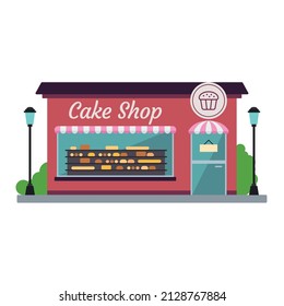 Edificio de pastelería de visión delantera aislado Vector