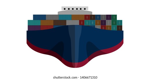 Isolated front view of a cargo ship - Vector