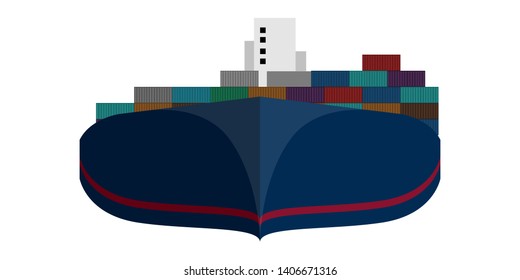 Isolated front view of a cargo ship - Vector