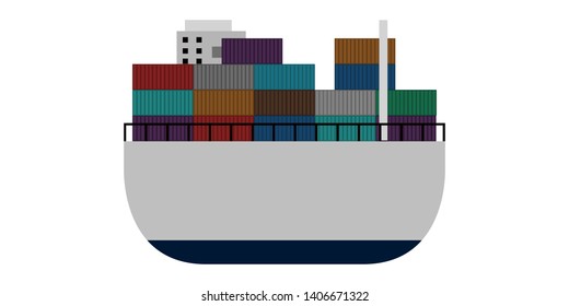 Isolated front view of a cargo ship - Vector