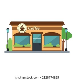 Isolated front view coffee shop building Vector