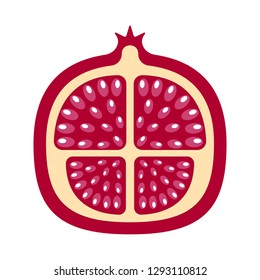 Isolated front view of a cut pomegranate. Vector illustration design