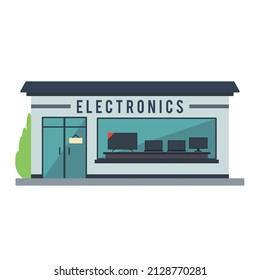 Isolated front view electronic shop building Vector