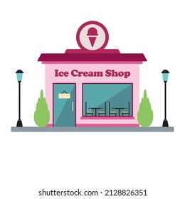 Isolated front view ice cream shop building Vector