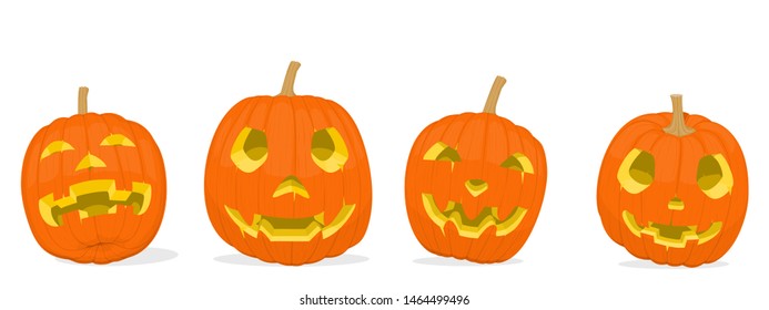 Isolated front view of Jack-o'-lantern on transparent background
