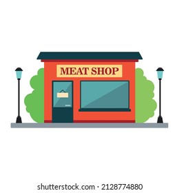 Isolated front view meat shop building Vector