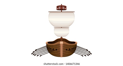 Isolated front view of a pirate ship - Vector