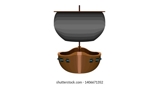 Isolated front view of a pirate ship - Vector
