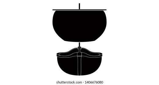 Isolated front view of a pirate ship icon - Vector
