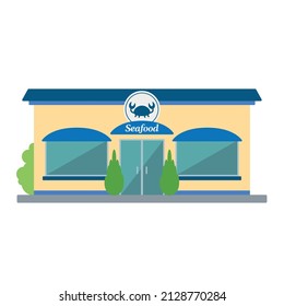 Isolated Front View Seafood Restaurant Building Vector