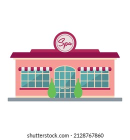 Isolated front view spa saloon building Vector