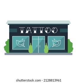 Isolated Front View Tattoo Building Vector