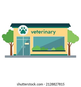 Isolated front view veterinary building Vector
