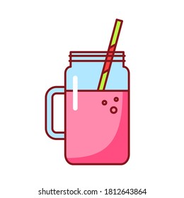 Isolated fruit and berry smoothie icon on white background. Flat vector cartoon illustration.