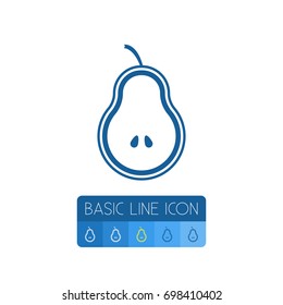 Isolated Fruit Outline. Pear Vector Element Can Be Used For Fruit, Delicious, Pear Design Concept.