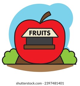Icono de construcción de una frutería aislada Ilustración vectorial