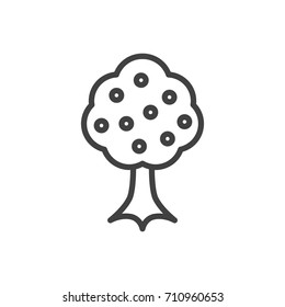 Isolated Fruit Tree Outline Symbol On Clean Background. Vector Garden Element In Trendy Style.