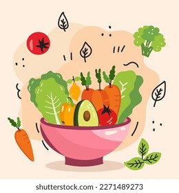 isolated fruit and vegetable salad plate icon.