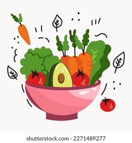 isolated fruit and vegetable salad plate icon.