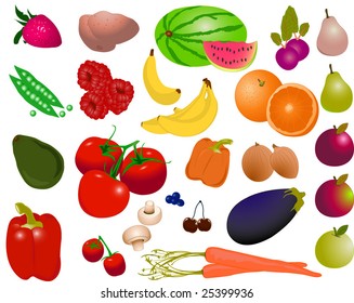 Isolated fruit and vegetables