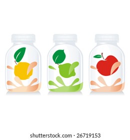 isolated fruit yogurt glass bottles