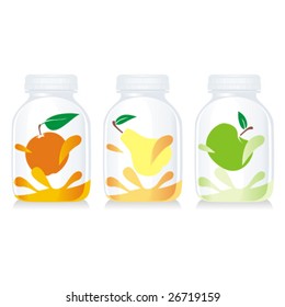 isolated fruit yogurt glass bottles