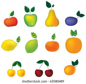 Isolated fruits on white background
