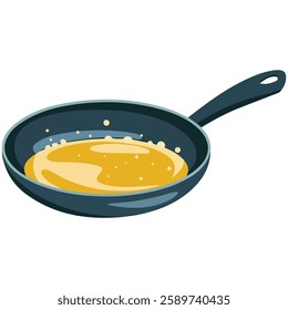 Isolated Frying Pan with Butter Essential Kitchen Utensil