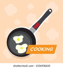 Isolated frying pan over a colored background - Vector