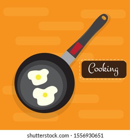 Isolated frying pan over a colored background - Vector