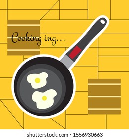Isolated frying pan over a colored background - Vector