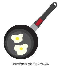 Isolated frying pan over a white background - Vector illustration