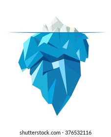 Isolated full big iceberg, flat style illustration