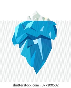 Isolación de iceberg grande con ondas de línea, ilustración de estilo plano