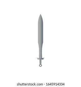 Una espada metálica aislada sobre fondo blanco. Fantasy Warrior armamento diseño Silhouette. Ilustración vectorial realista. Dagas y cuchillos dibujados a mano. Proyecto de archivo EPS 10