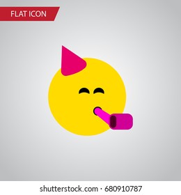 Isolated Fun Flat Icon. Party Time Emoticon Vector Element Can Be Used For Fun, Party, Smile Design Concept.