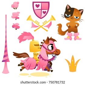 Isolated Funny Cartoon Knight. Vector Illustration