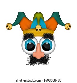 Isolated funny crazy mask. Jester hat - Vector illustration