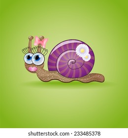 Isolated funny female snail. 