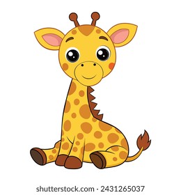 Isolated Funny Little Giraffe Cartoon Vector Illustration