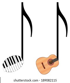 isolated funny music notes on white background