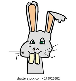 Isolated funny rabbit, animal, vector illustration