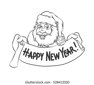 Isolated funny sketch hand-drawn cartoon of Santa Claus, vector illustration