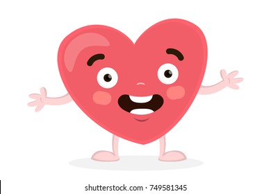 Isolated funny smiling heart on white background.