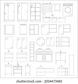 Isolated of furniture for bathroom, vector