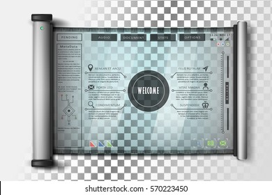 Isolated futuristic tablet with a transparent screen. Futuristic interface design. 
Vector EPS 10
