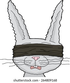 Isolated fuzzy cartoon rabbit over white background