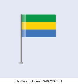 Isolated Gabon Table Flag on Pole, Gabonese Flag Vector Design for Print and Web